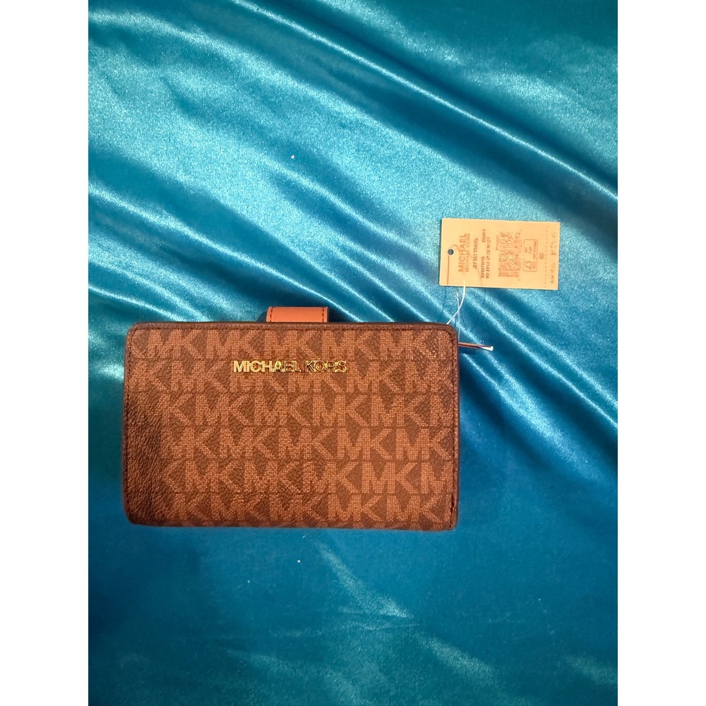 NWT Michael Kors Jet Set Travel Large Continental Wallet Brown Signature MK